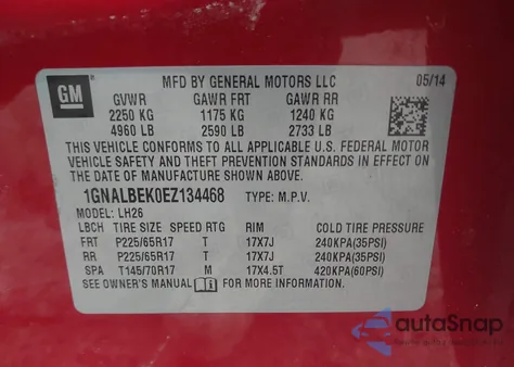 2014 Chevrolet Equinox 1Lt from USA, damaged, VIN 1GNALBEK0EZ134468